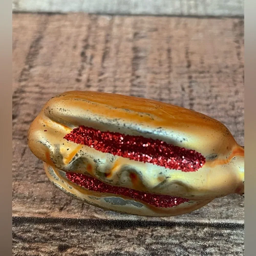 Set Of 3 Mini Blown Glass Food Christmas Ornaments: Hot Dog Cupcake French Fries